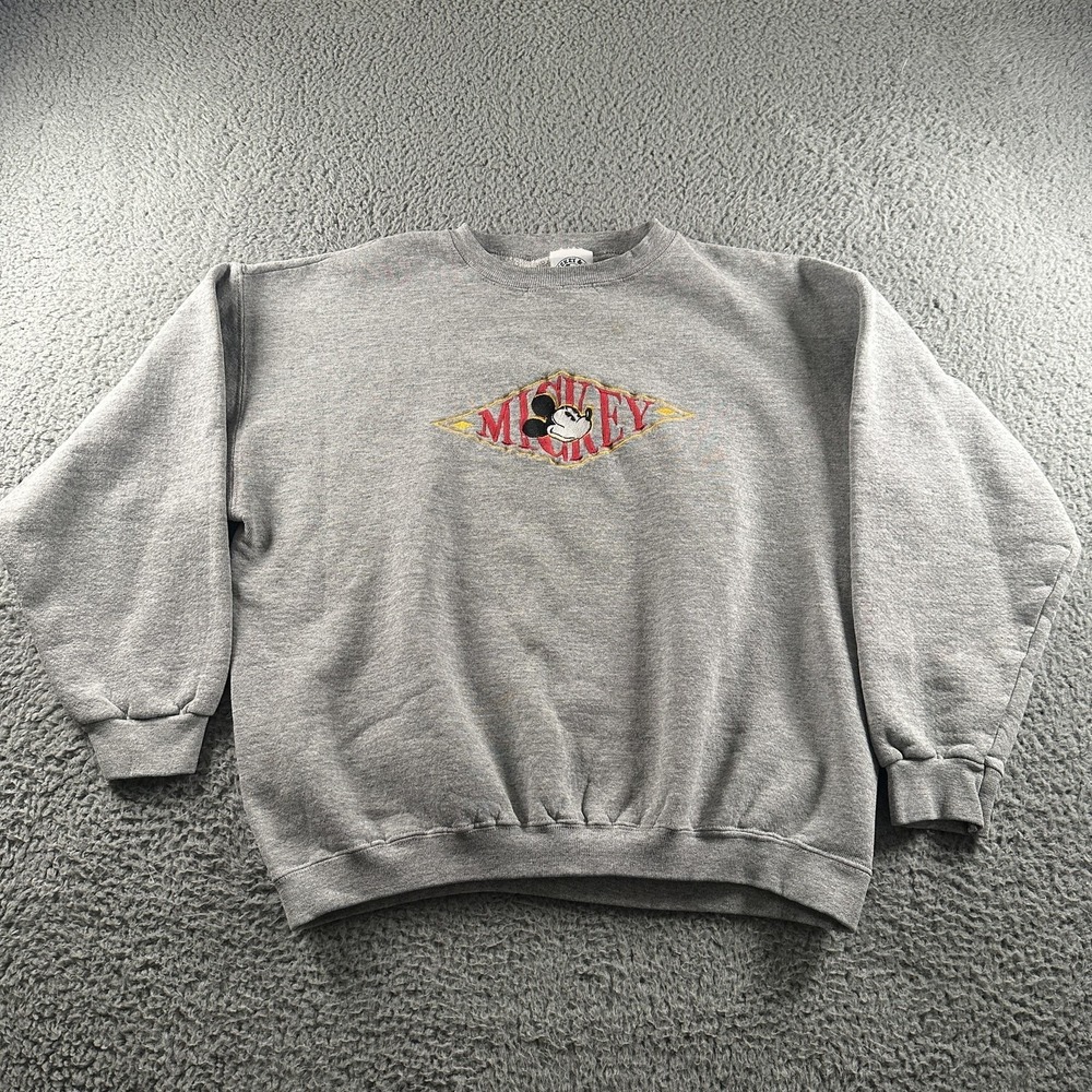 Vintage Mickey & Co Sweatshirt Size L Gray Crewneck‎ Pullover Fleece Mickey USA